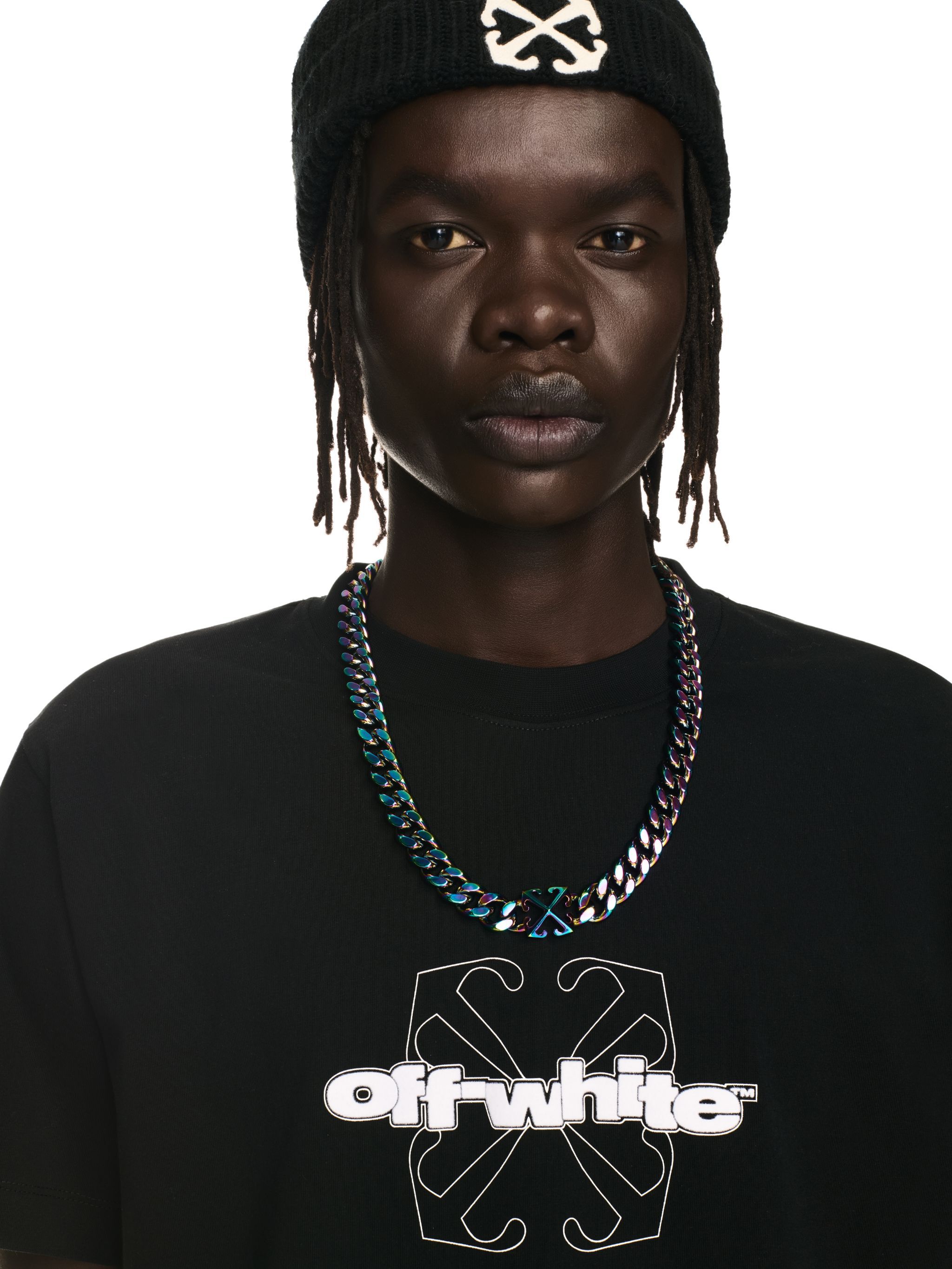 OFF WHITE Black Flock Arrow Slim S/S Tee BLACK OMAA027F24JER007