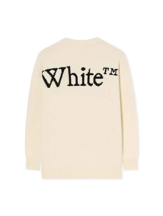 OFF WHITE Bookish Logo Knit Sweater WHITE - BLACK OWHE10OF25KNI002