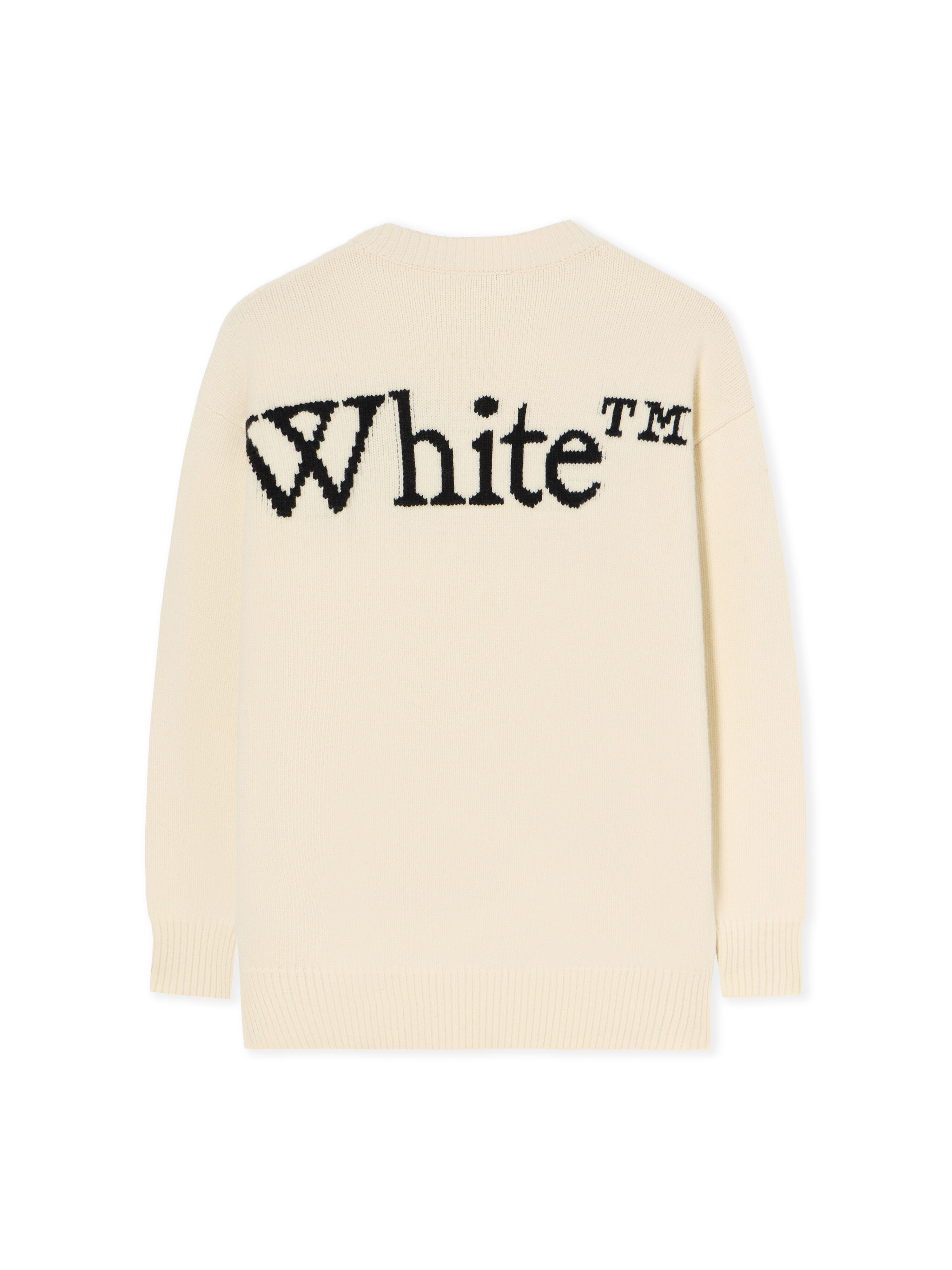OFF WHITE Bookish Logo Knit Sweater WHITE - BLACK OWHE10OF25KNI002