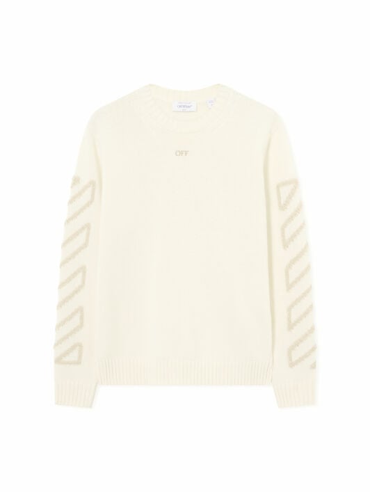 iagonal Arrow Fuzzy Knit Crewneck OFF WHITE iagonal Arrow Fuzzy Knit Crewneck CREAM 44MHE087F26K001