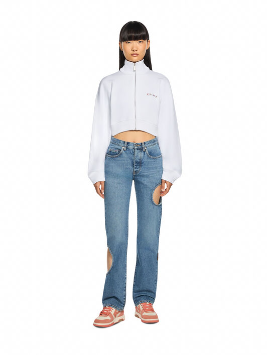Arrow Chinè Flower Crop Zip Up OFF WHITE Arrow Chinè Flower Crop Zip Up White Hawthorn Rose 2FE00508T