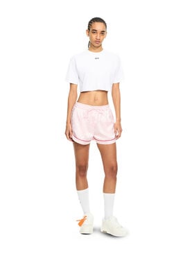 OFF WHITE Off Stamp Ribbed Cropped T-Shirt White-Black 2AA081C99JER004