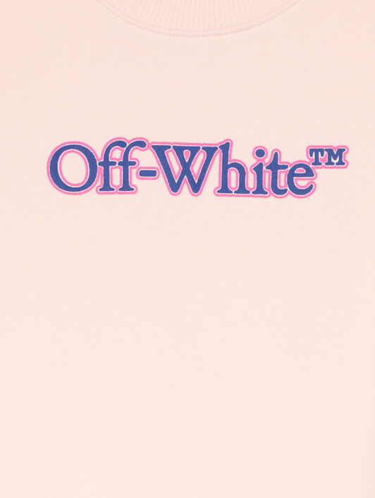 OFF WHITE Big Bookish Puff Crewneck Logo Sweatshirt SOFT PINK - BLUE OGBA001F25FLE001