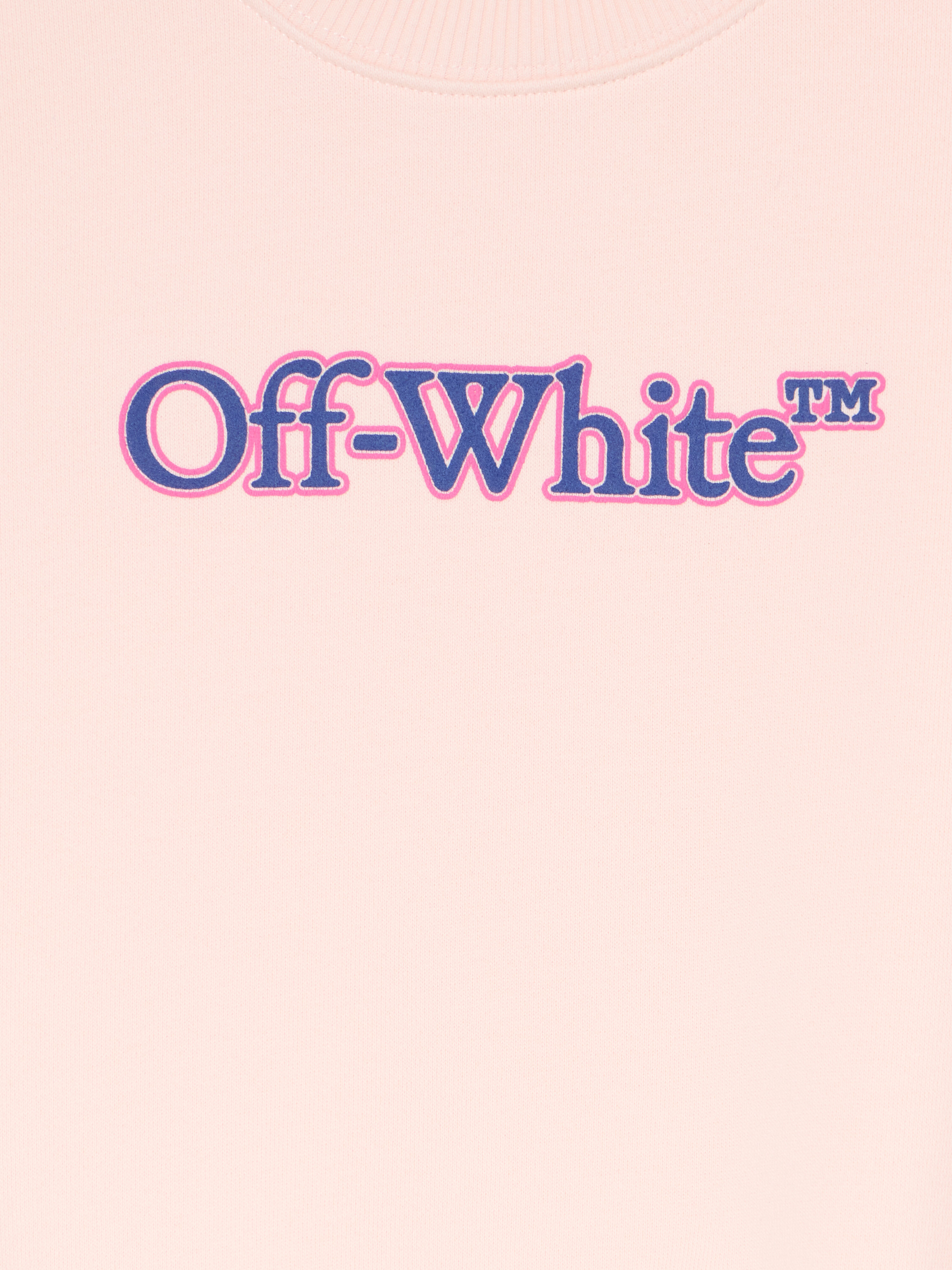OFF WHITE Big Bookish Puff Crewneck Logo Sweatshirt SOFT PINK - BLUE OGBA001F25FLE001