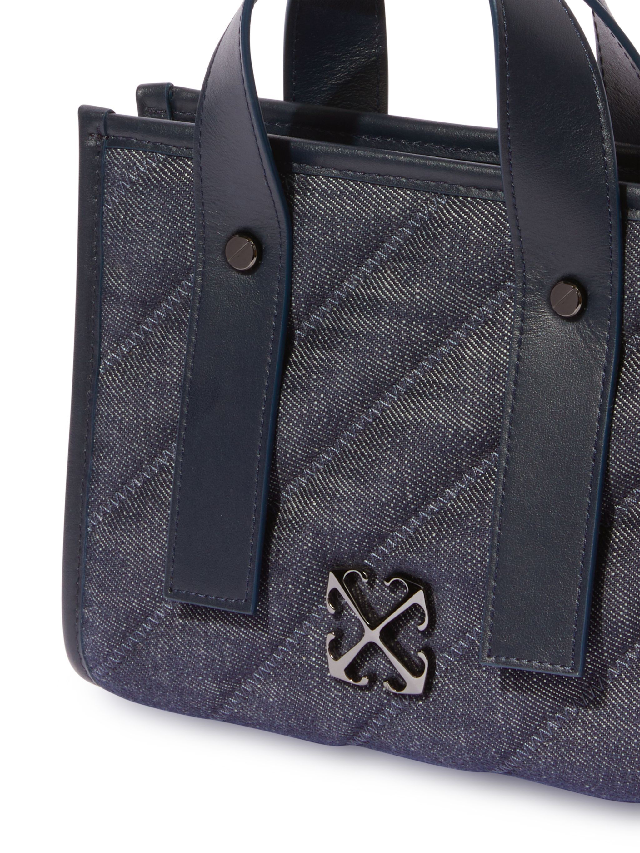 OFF WHITE Dunkelblaue Gequiltete Denim Einkaufstasche BLAU OWNA238S25FAB001