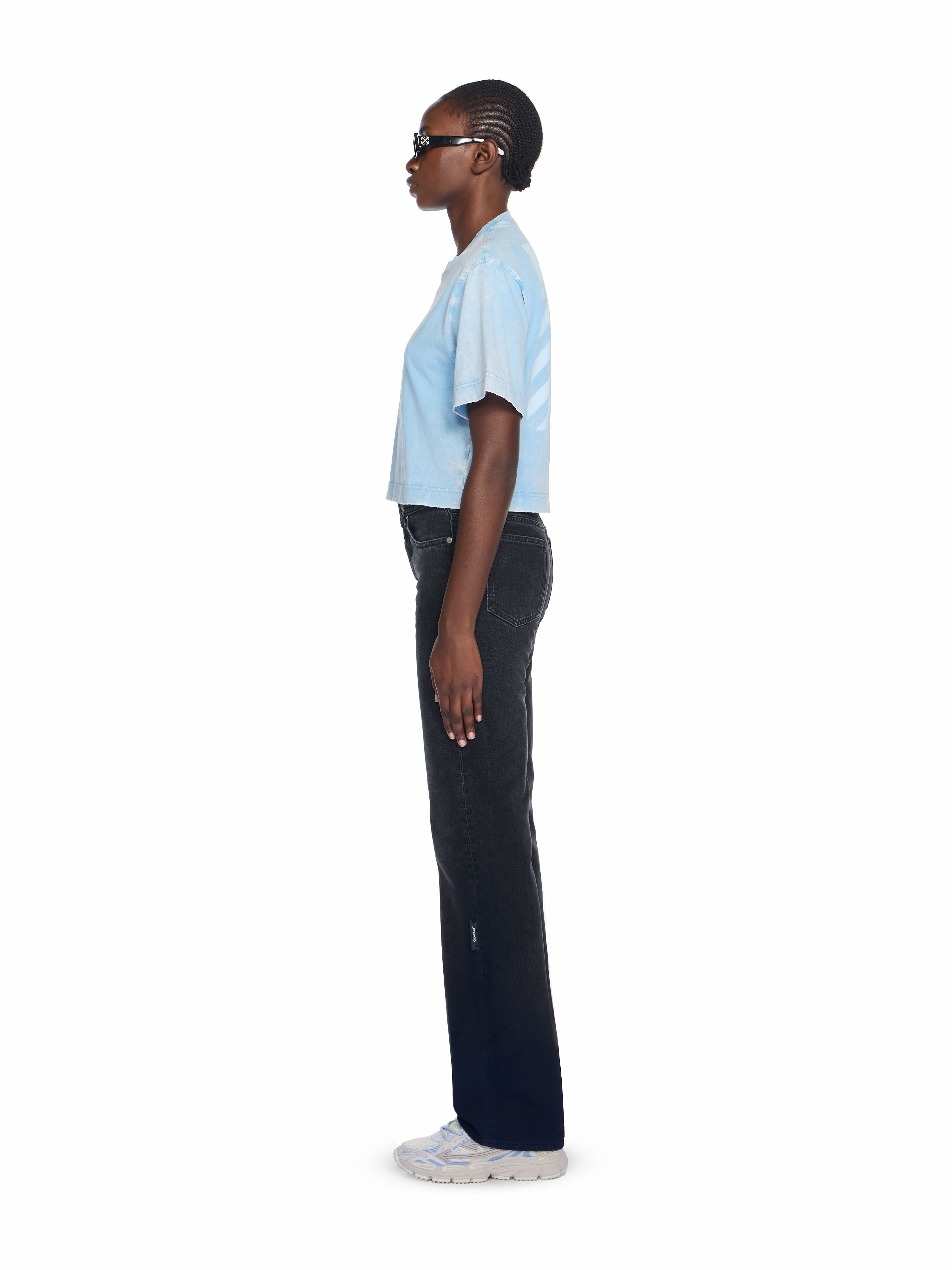 Switch Off Crop T-Shirt in LIGHT BLUE - WHITE for Women | Off-White™