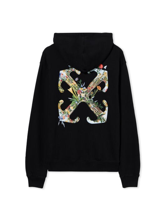 OFF WHITE Arrow Glass Flower Logo Hoodie BLACK - WHITE OWBB064F25FLE001