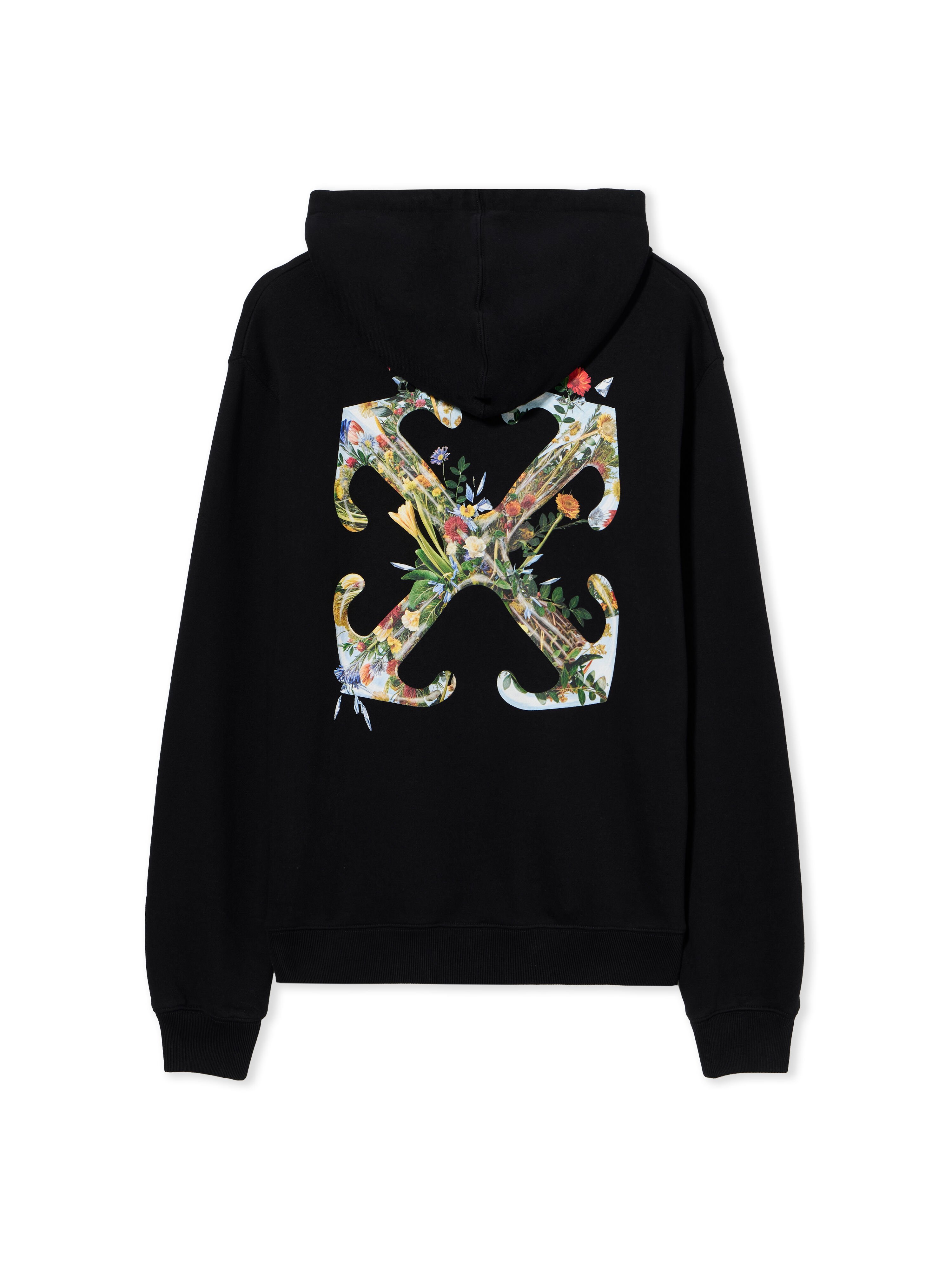 OFF WHITE Arrow Glass Flower Logo Hoodie BLACK - WHITE OWBB064F25FLE001