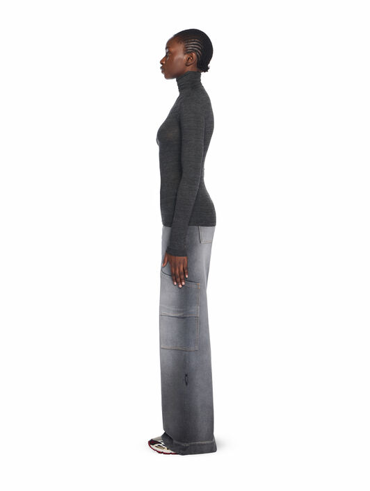 Off Stamp Turtleneck Top OFF WHITE Off Stamp Turtleneck Top BLACKENED PEARL-RED DAHLIA OWAD275F25JER001