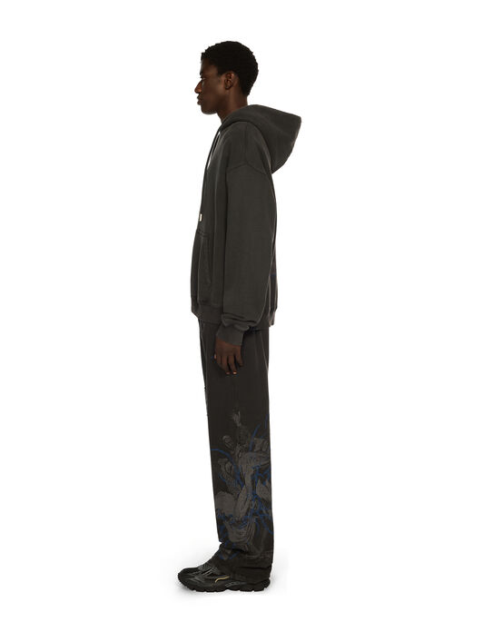 OFF WHITE Faded Painting Skate Hoodie VINTAGE BLACK - BLUE OMBB085F25FLE00X