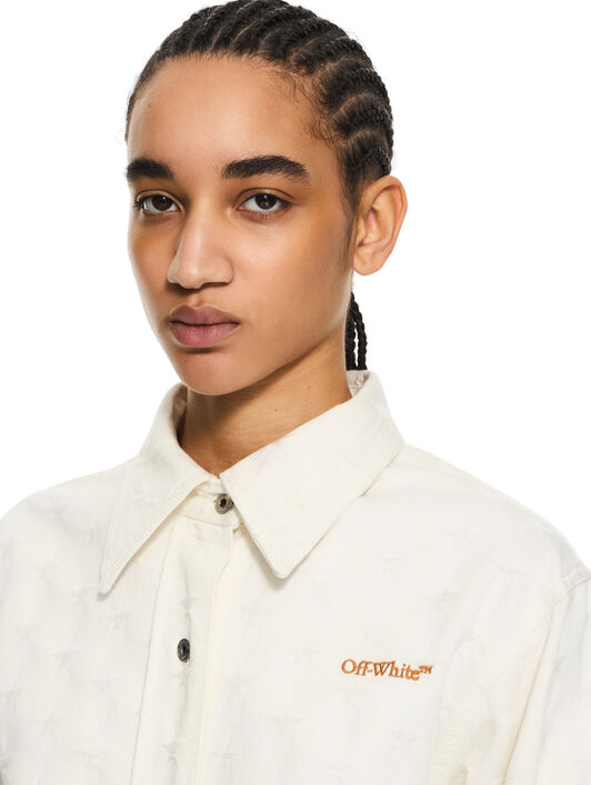 OFF WHITE Star Jacquard Denim Shirt Jacket White Star-Tobacco 2YQ007S26DEN001