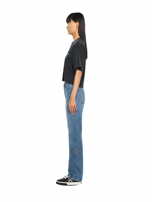 OFF WHITE Bookish Flower Crop Tee Fade Out Black White 2FA00640T