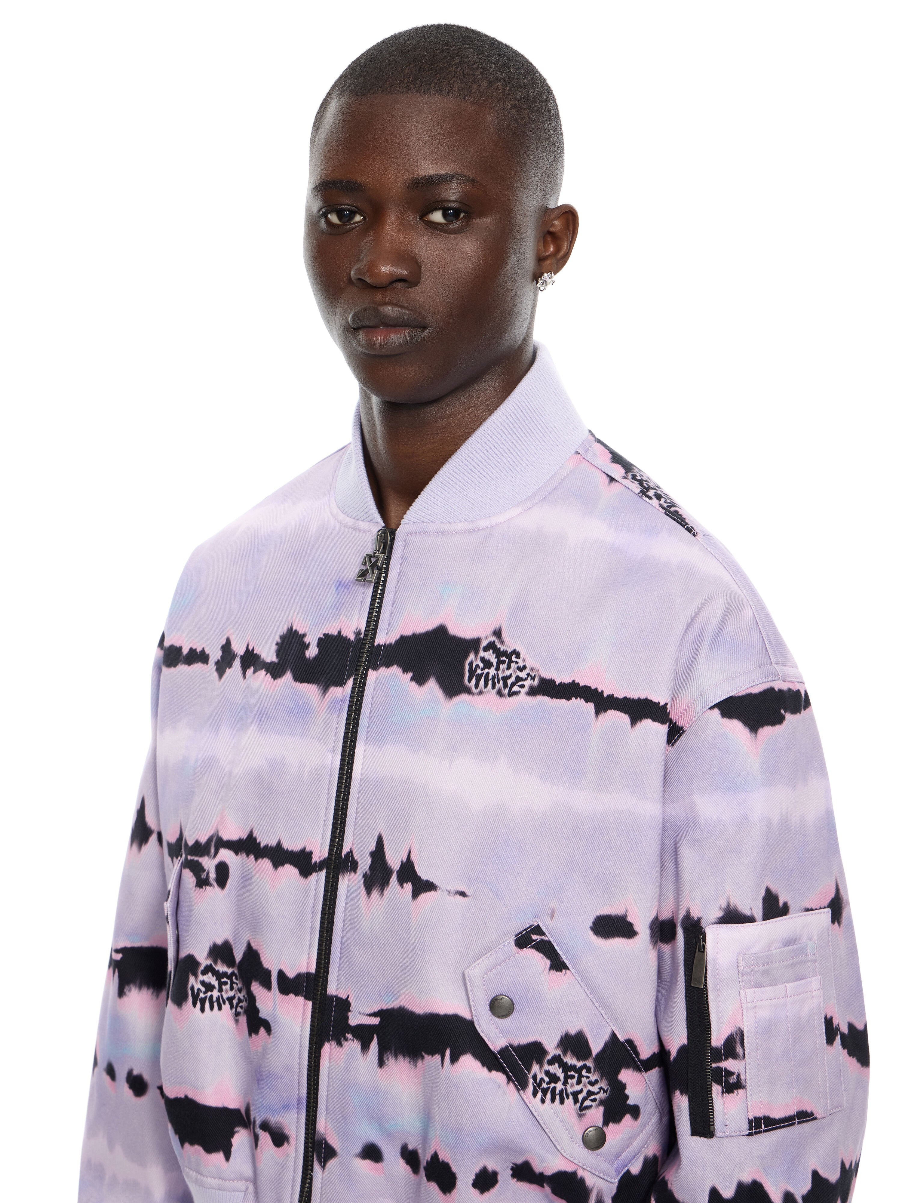 OFF WHITE All-over Tie-dye Cropped Bomber COSMIC SKY 44MEH05ZZ26F002