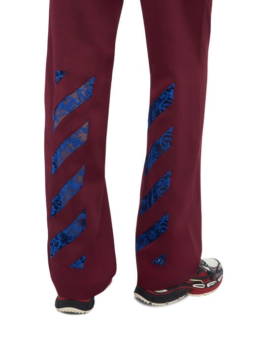 OFF WHITE Diag Lace Satin Track Pants Rumba Red Nautical Blue 2FH00861B