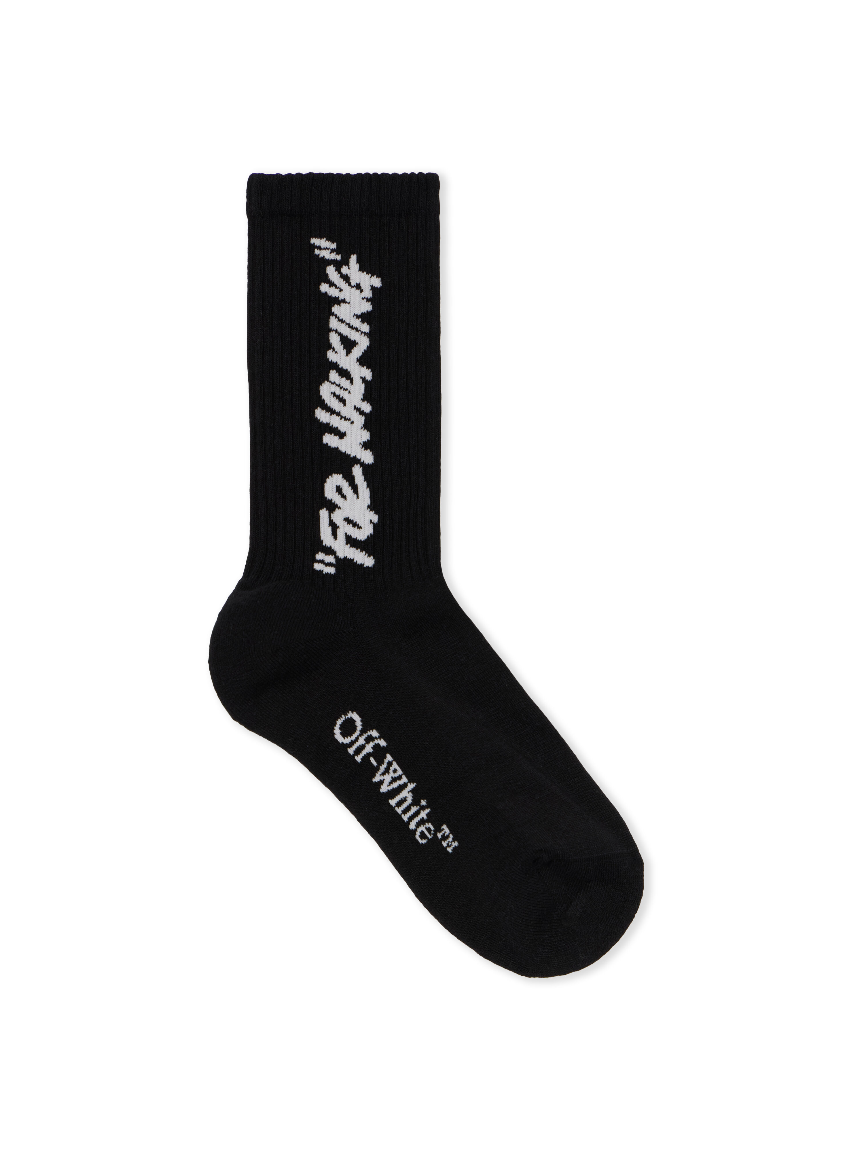 Quote Mid Calf Socks in BLACK - LIGHT GREY for Women | Off-White™