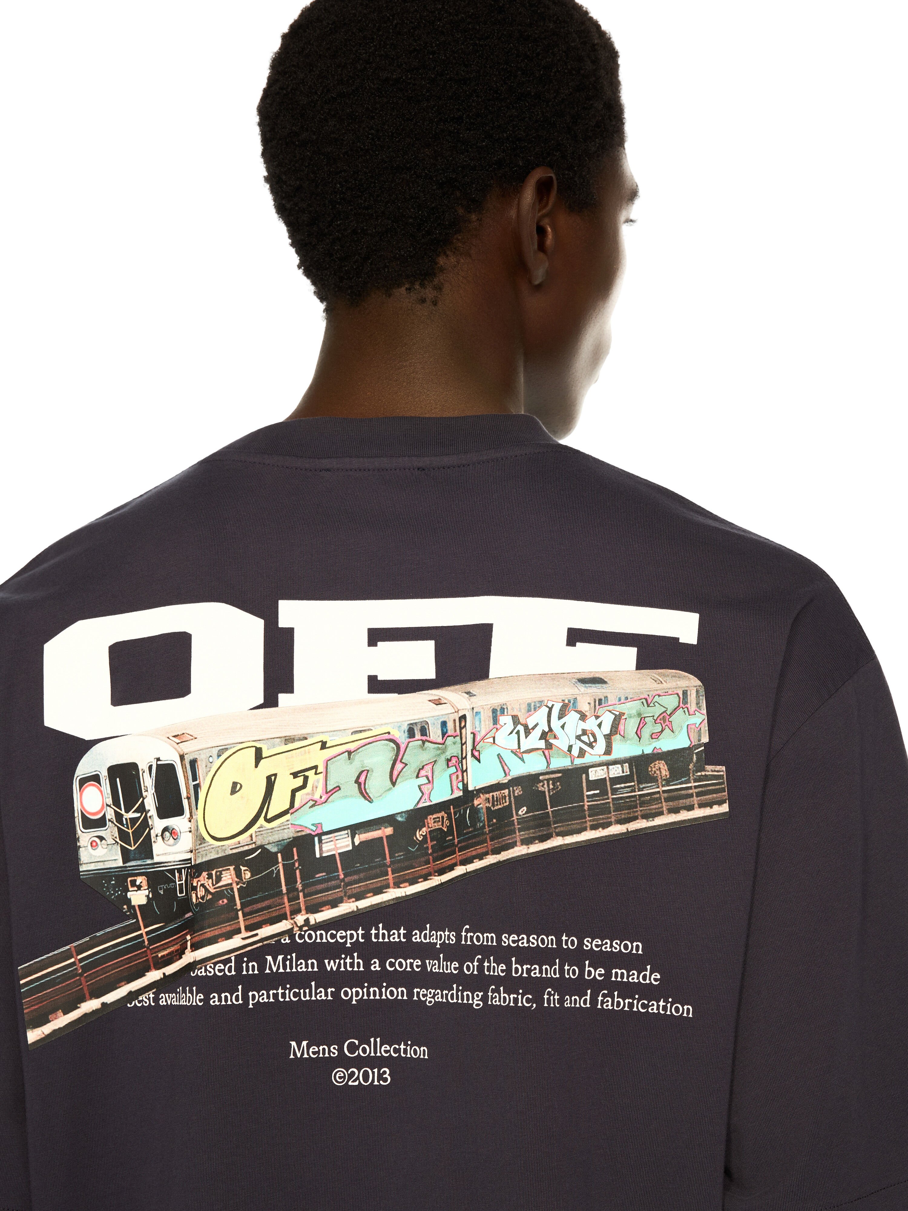 OFF WHITE Train Off Skate Logo Tee DARK SAPPHIRE - WHITE OMAA120F25JER004
