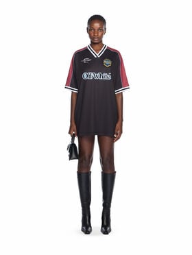 OFF WHITE Poly Mesh Soccer Mini Dress BLACK - WHITE OWDH008F25JER001