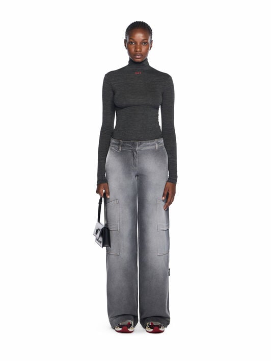 Off Stamp Turtleneck Top OFF WHITE Off Stamp Turtleneck Top BLACKENED PEARL-RED DAHLIA OWAD275F25JER001