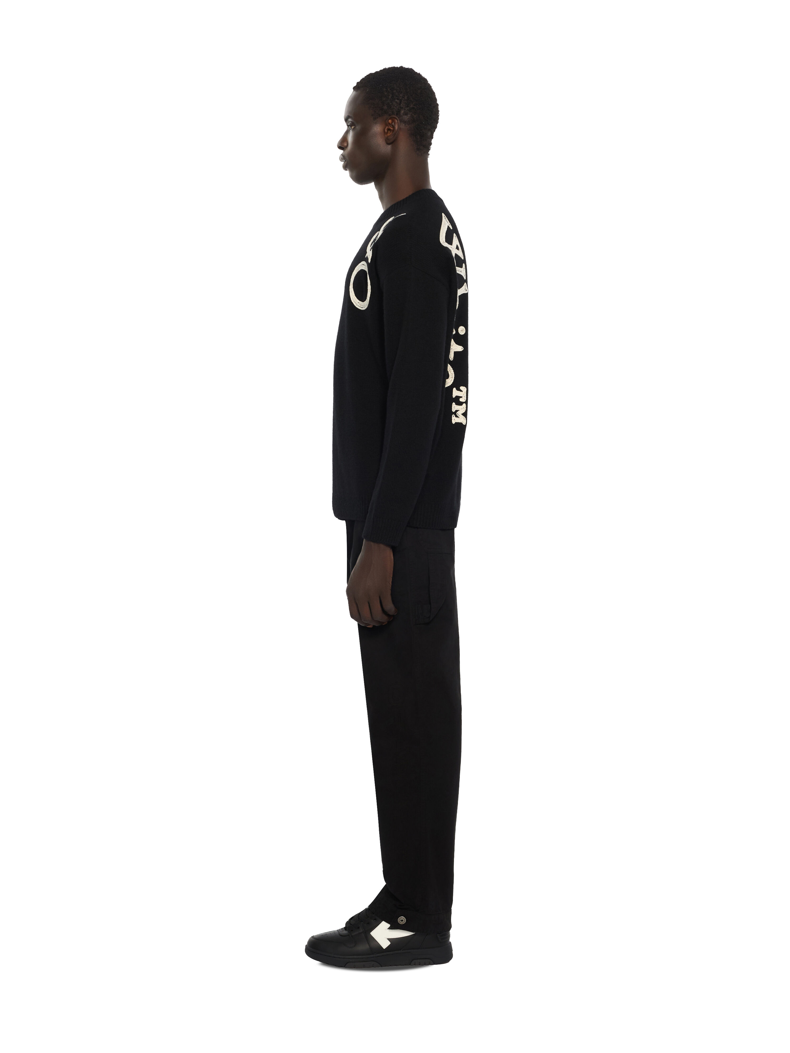 OFF WHITE Vertical Bookish Crewneck Sweater BLACK 44MHE213F26K001