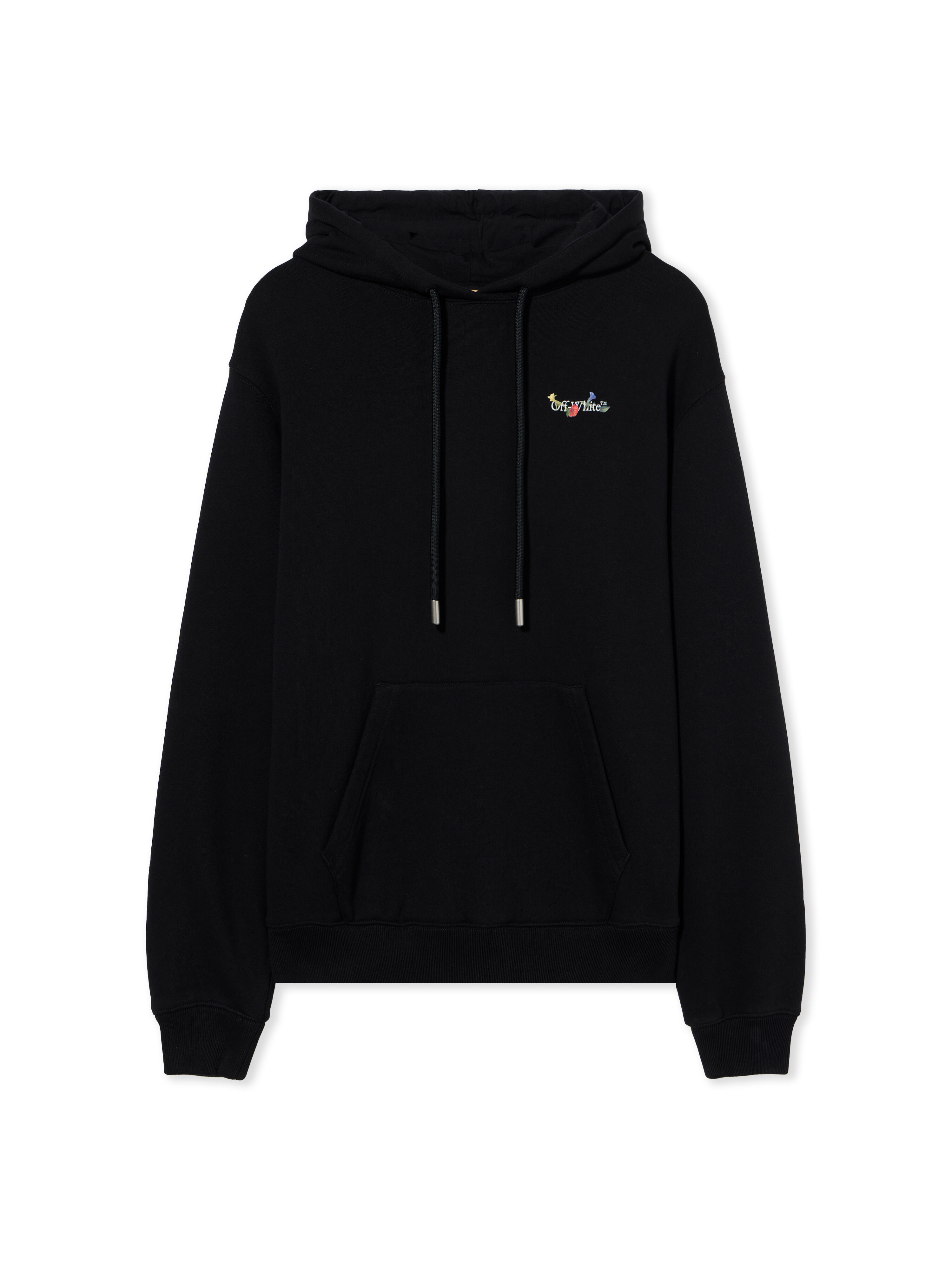 OFF WHITE Arrow Glass Flower Logo Hoodie BLACK - WHITE OWBB064F25FLE001