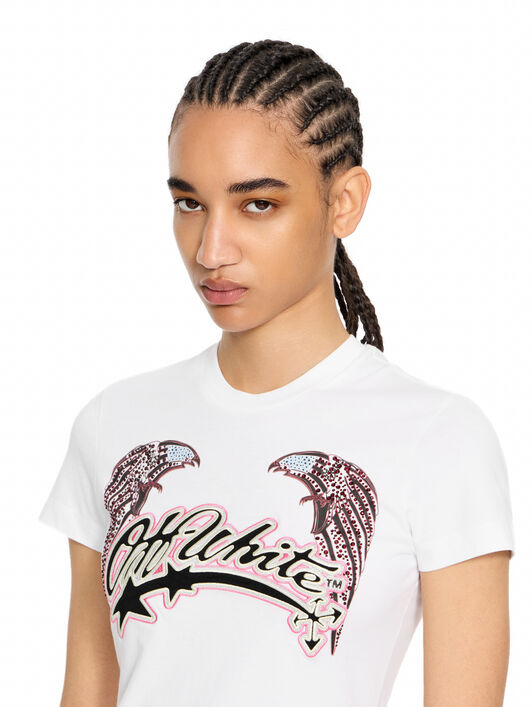 OFF WHITE Swarovski Double Eagle Slim Tee White-Black 29A00308T