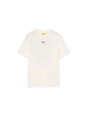 OFF WHITE Diagonal Splat T-Shirt WHITE - FUCHSIA OGAA001F25JER008