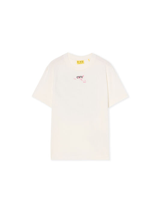 OFF WHITE Diagonal Splat T-Shirt WHITE - FUCHSIA OGAA001F25JER008