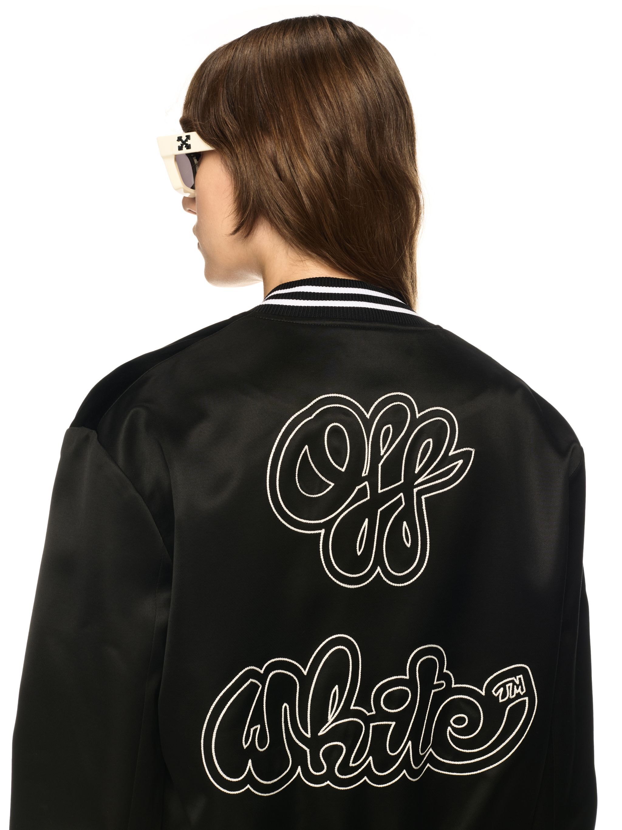 OFF WHITE Giacca Varsity In Raso Nero/Bianco NERO OWEK00FS25FAB001