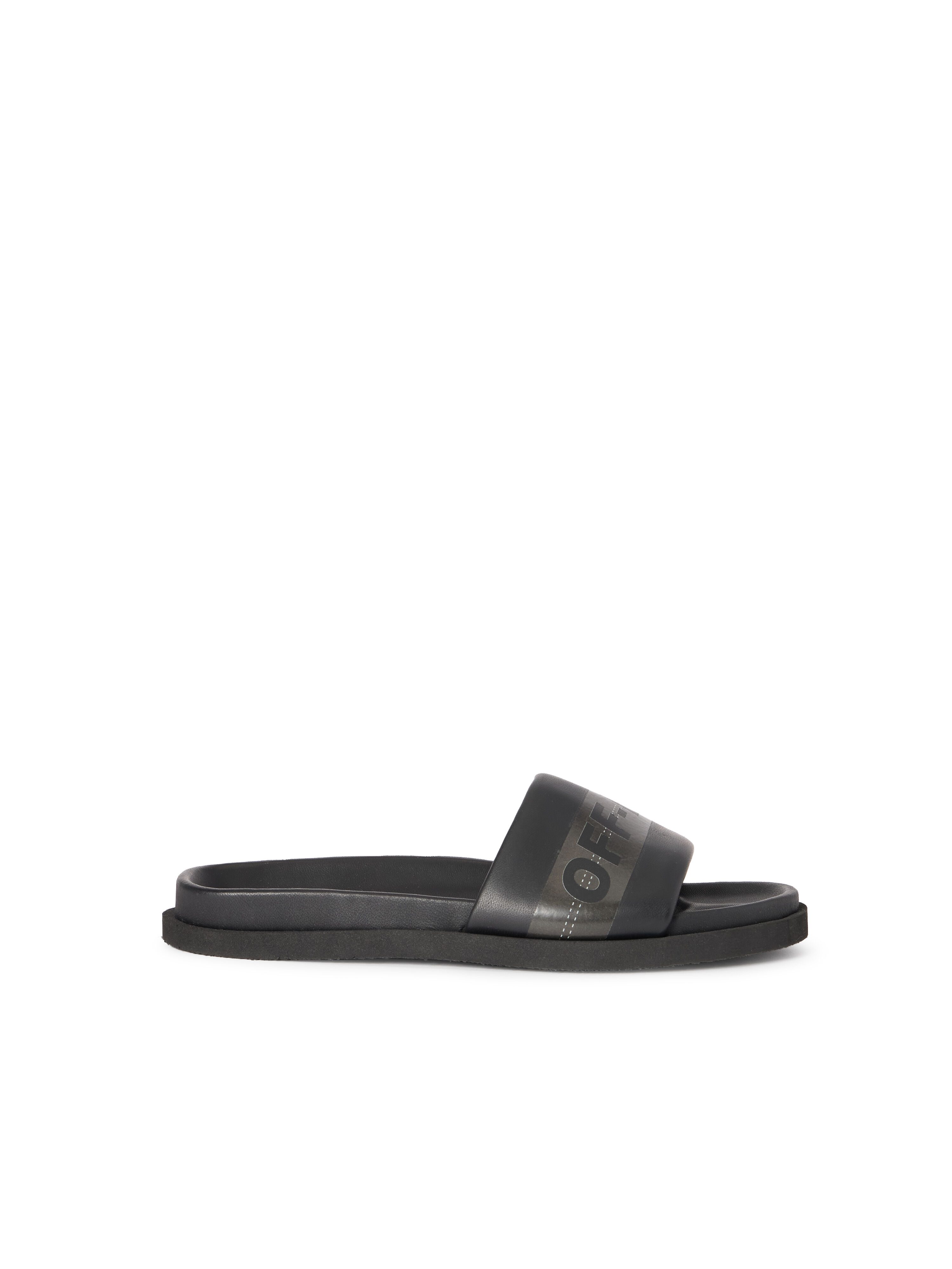 OFF WHITE Industrial Belt Slider Sandals BLACK - ANTHRACITE OMIC019S26LEA001