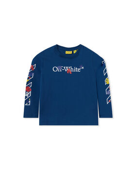 OFF WHITE Bookish Diag Back To School Long Sleeve T-Shirt ESTATE BLUE 44GAB001F26J001