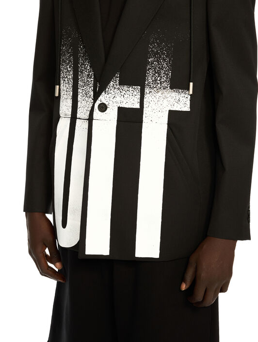 OFF WHITE Big Off Gradient Wool Hood Jacket BLACK - WHITE OMEN09LF25FAB001