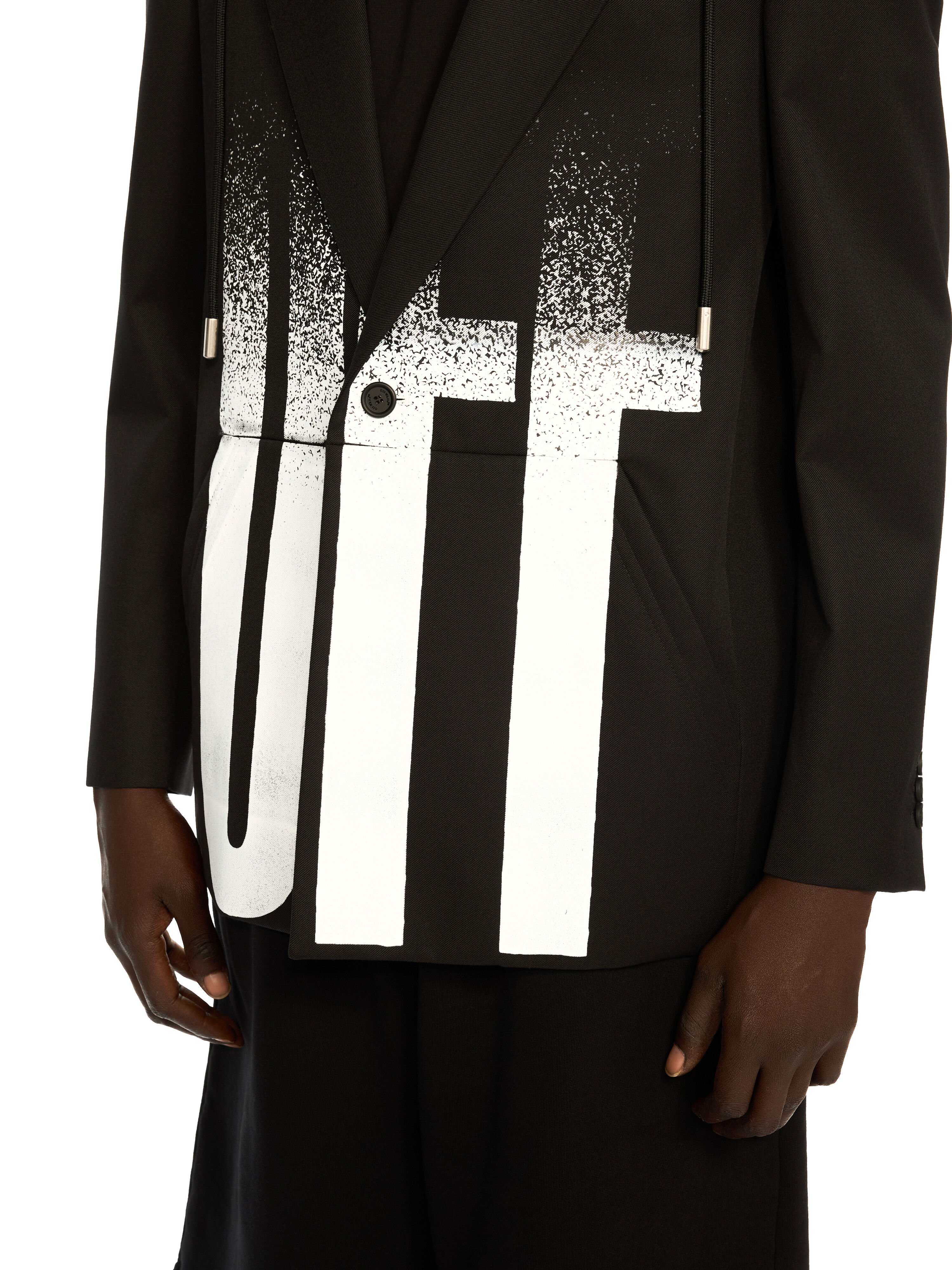OFF WHITE Big Off Gradient Wool Hood Jacket BLACK - WHITE OMEN09LF25FAB001