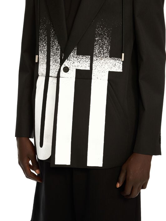 Big Off Gradient Wool Hood Jacket OFF WHITE Big Off Gradient Wool Hood Jacket BLACK - WHITE OMEN09LF25FAB001