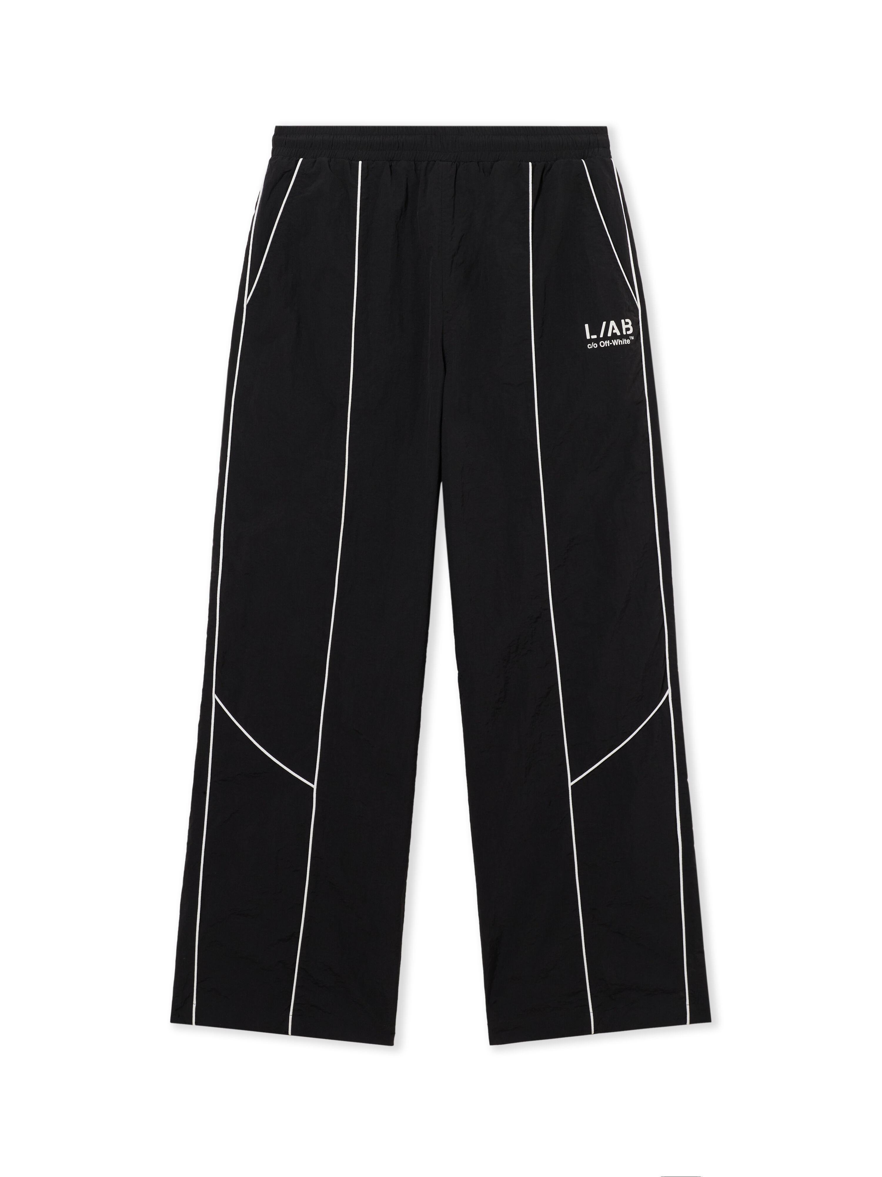 LAB L/AB Contrast Piping Diagonal Track Pants BLACK 44LABF26B063