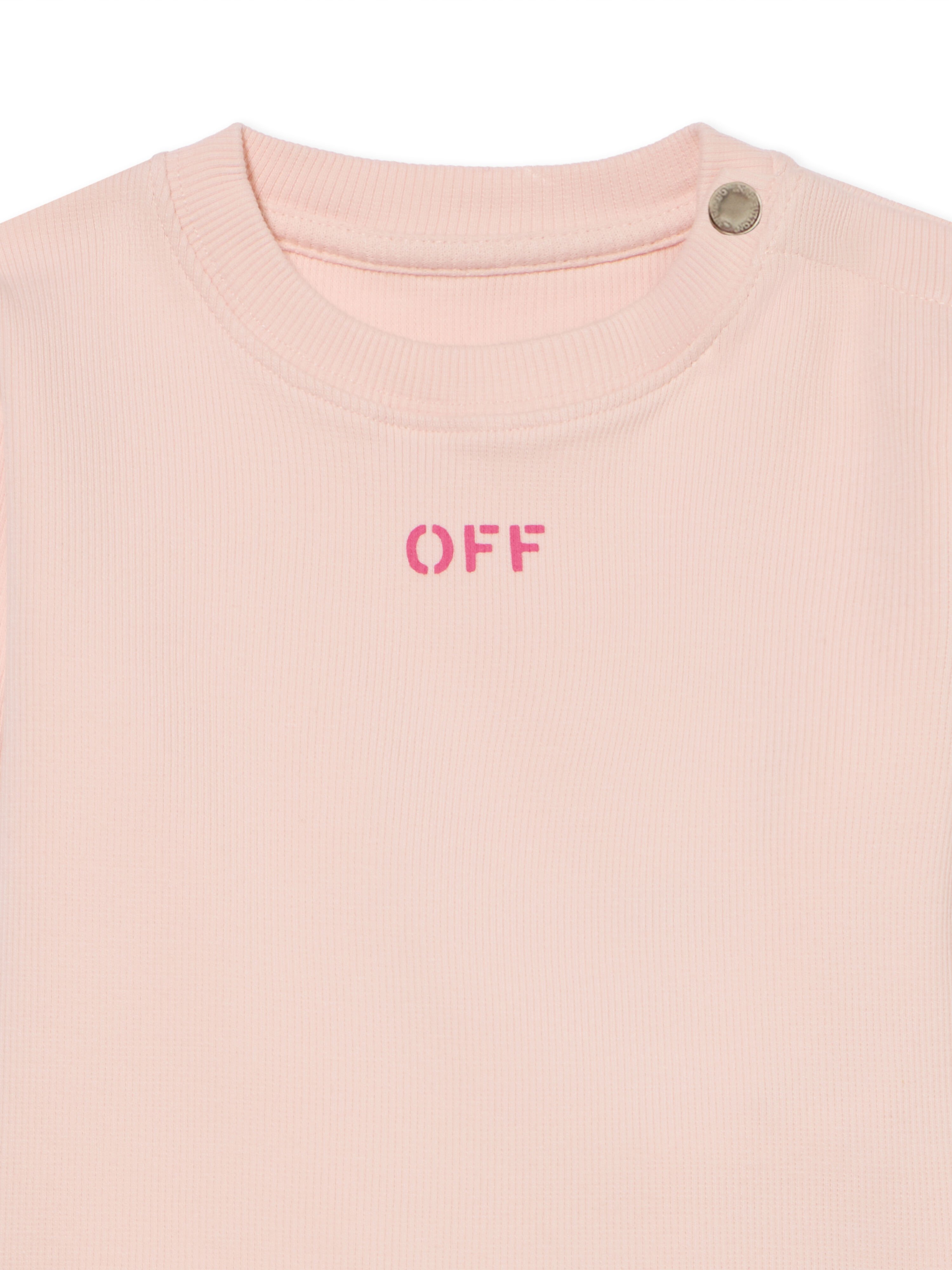 OFF WHITE Off Stamp Ribbed T-Shirt SOFT PINK - FUCHSIA OGX1001F25JER001