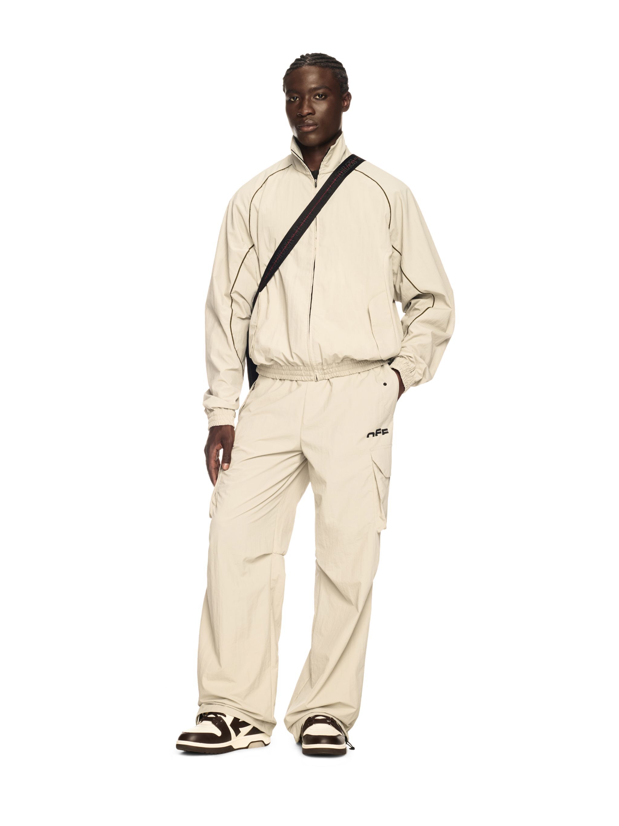 OFF WHITE Gray Off Split Track Pants NEUTRALS OMCJ037S25FAB001