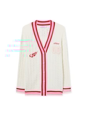 OFF WHITE College Patch Cable Knit Card White-Haute Red 2HB04MS26KNI001