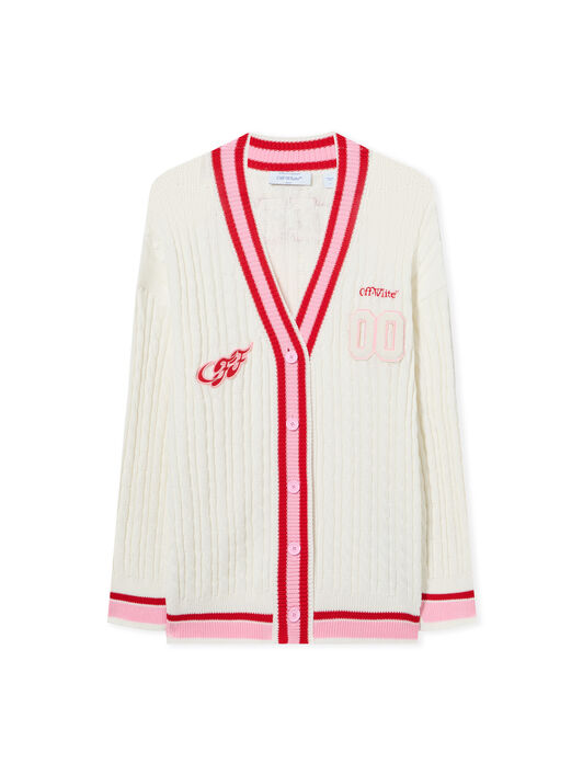 OFF WHITE College Patch Cable Knit Card White-Haute Red 2HB04MS26KNI001