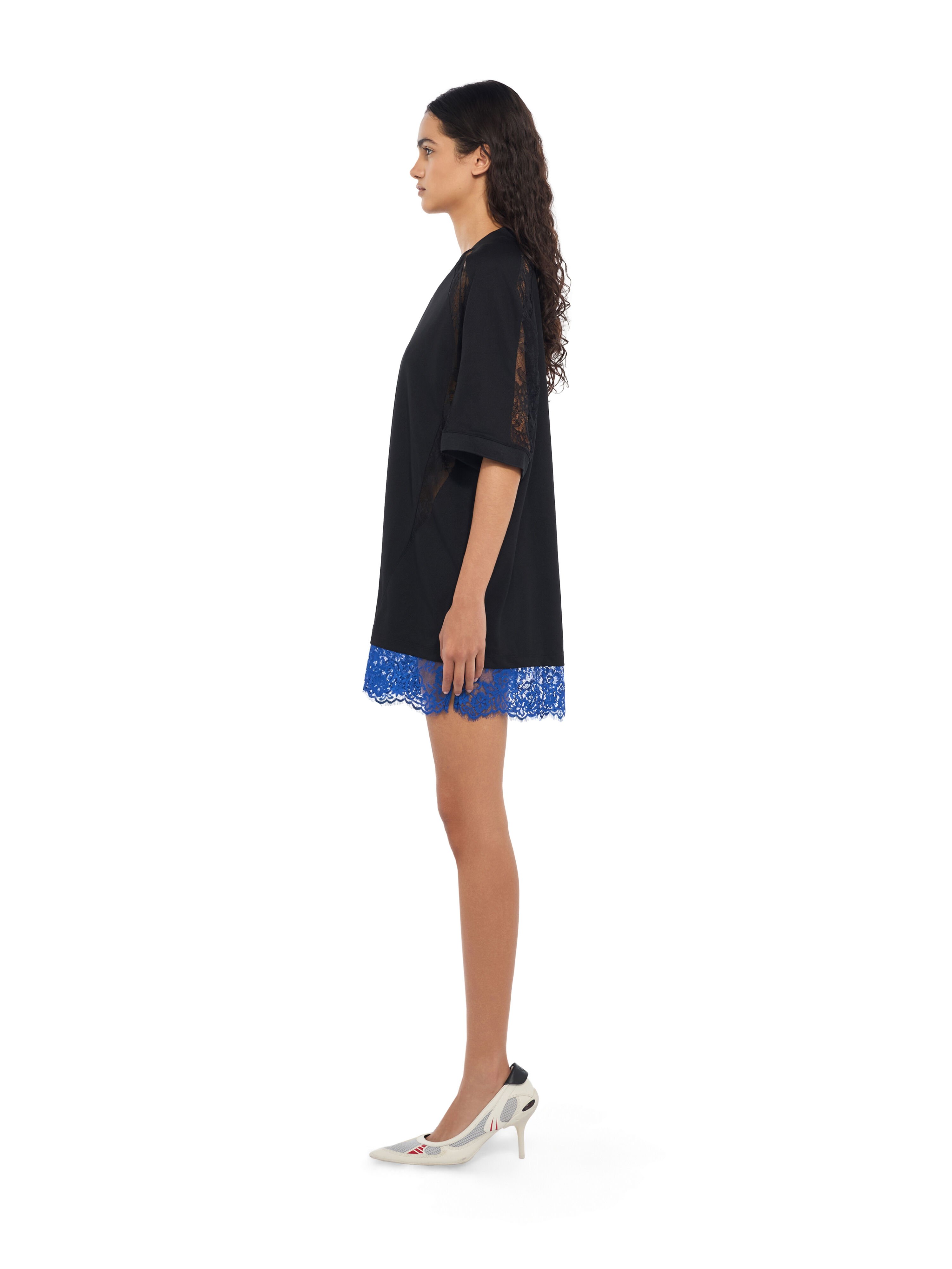 OFF WHITE Lace Soccer T-Shirt Dress Black Nautical Blue 2FU00854T