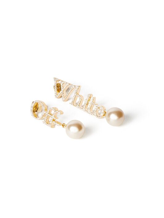 OFF WHITE Strass- Und Perlen-Logo-Ohrenringe GOLD OWOD298C99MET001