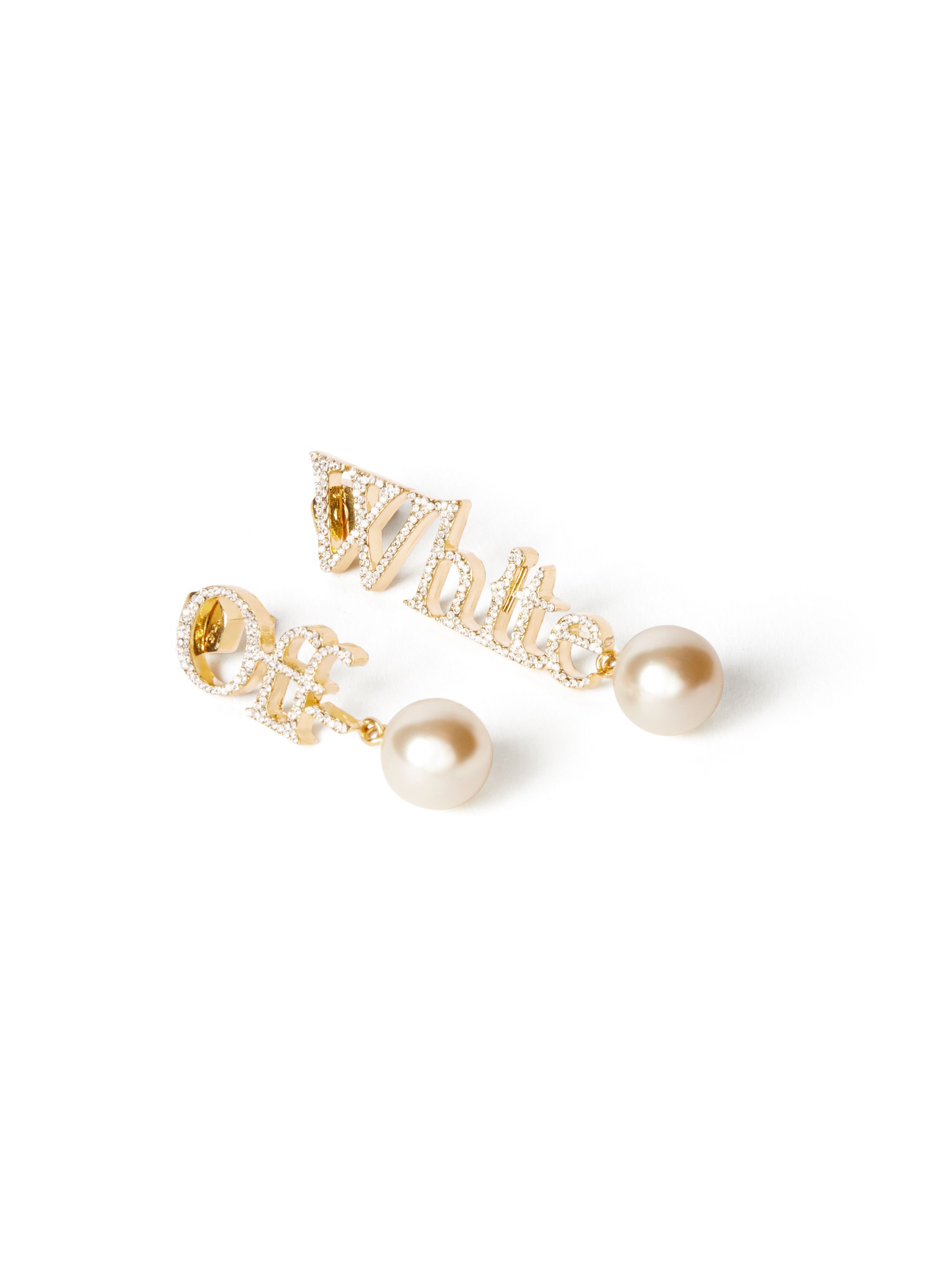 OFF WHITE Strass- Und Perlen-Logo-Ohrenringe GOLD OWOD298C99MET001