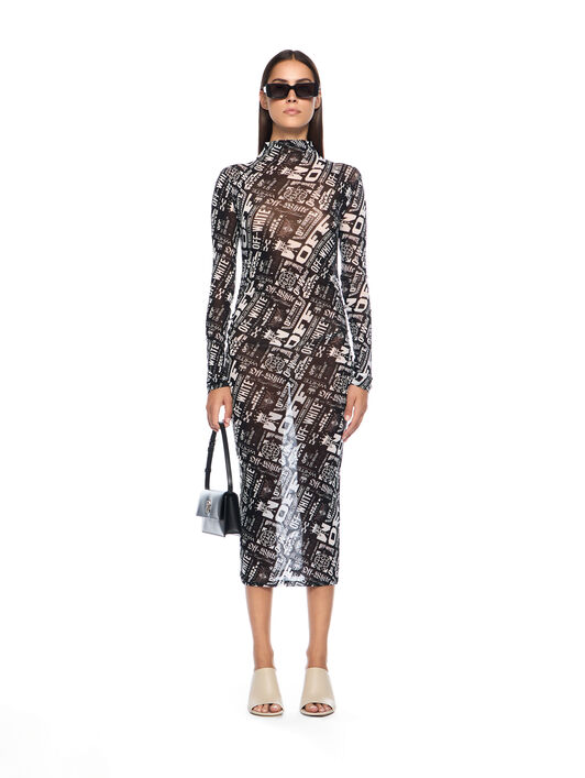OFF WHITE Multilogo Mesh Gather Midi Dress MULTILOGO-NO COLOR OWDB55EF25JER002
