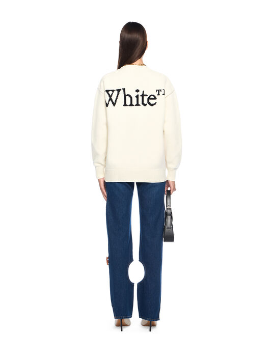 OFF WHITE Bookish Logo Knit Sweater WHITE - BLACK OWHE10OF25KNI002