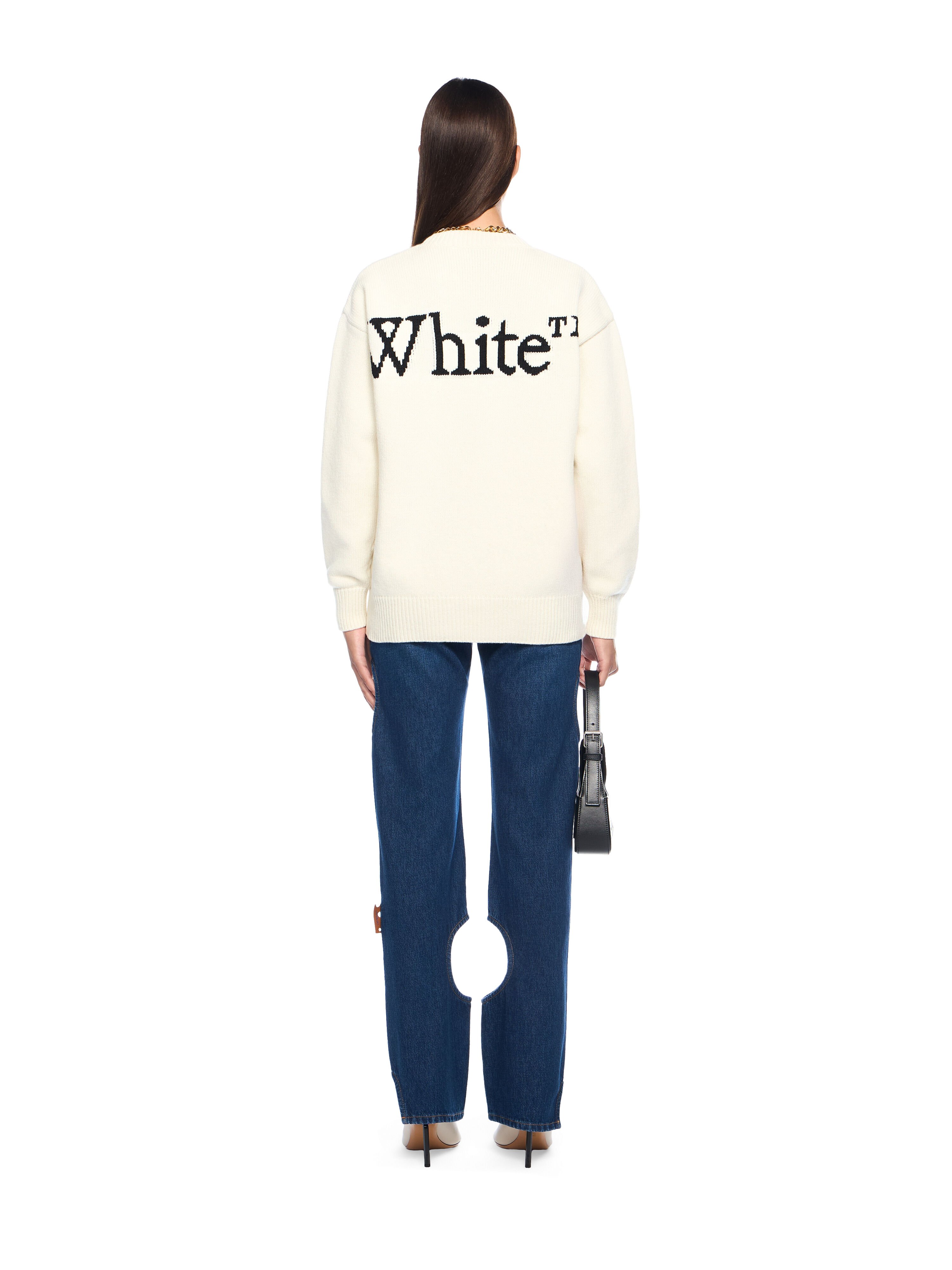 OFF WHITE Bookish Logo Knit Sweater WHITE - BLACK OWHE10OF25KNI002