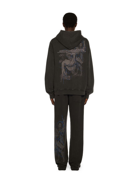 OFF WHITE Faded Painting Skate Hoodie VINTAGE BLACK - BLUE OMBB085F25FLE00X