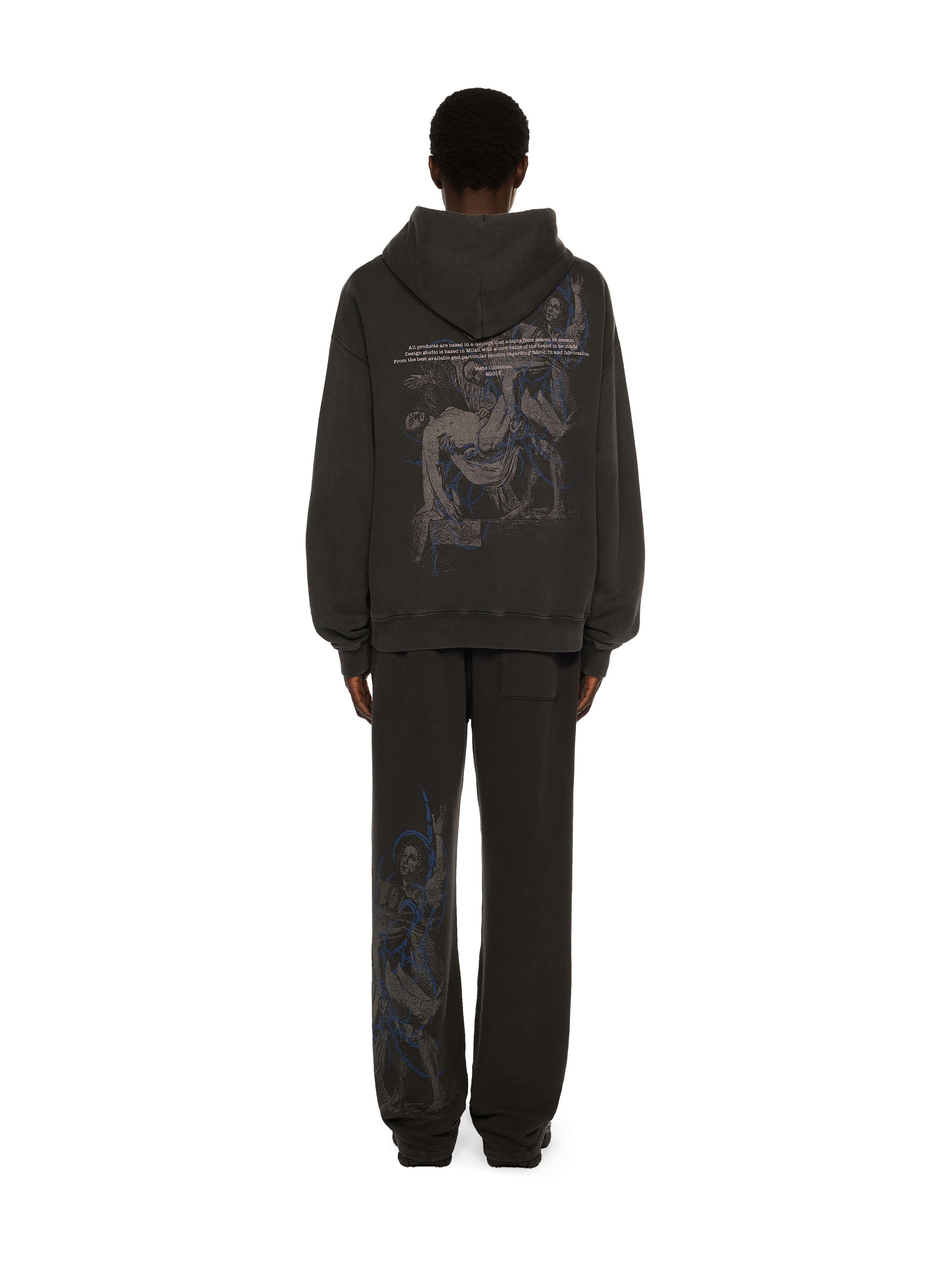 OFF WHITE Faded Painting Skate Hoodie VINTAGE BLACK - BLUE OMBB085F25FLE00X