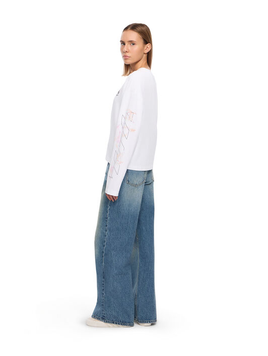 LAB L/AB Diagonal Long-Sleeved T-Shirt Bright White LABF2639B00107T