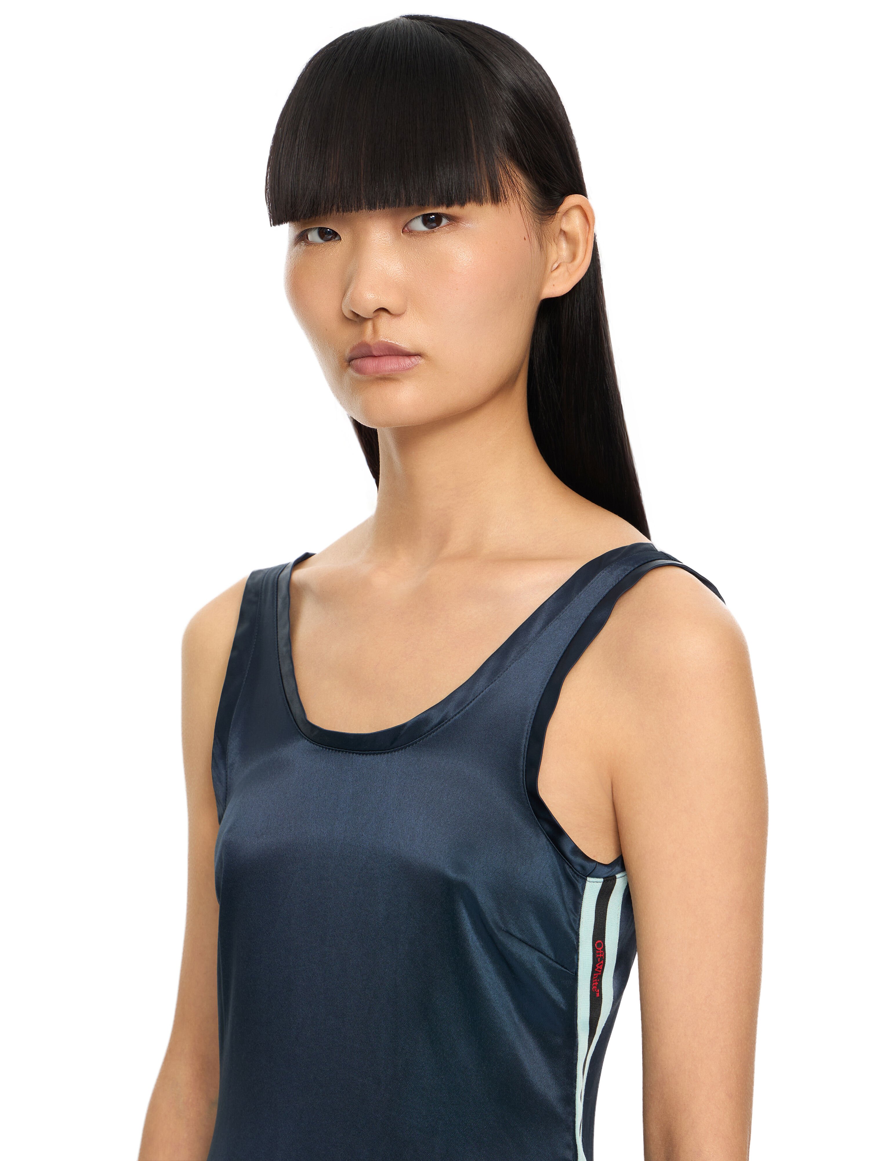 OFF WHITE Abito Midi Con Schiena Scoperta In Satin Night Sky-Haute Red 2DB56NS26FAB001