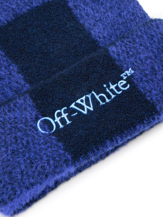 OFF WHITE Bookish Check Loose Beanie COBALT BLUE - LIGHT BLUE OWLC01BF25KNI003