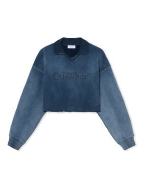 OFF WHITE LAUNDRY CROP POLO SWEATSHIRT SPRAY D. SAPPHIRE - SPRAY D. SAPPHIRE OWBA07BF25FLE004